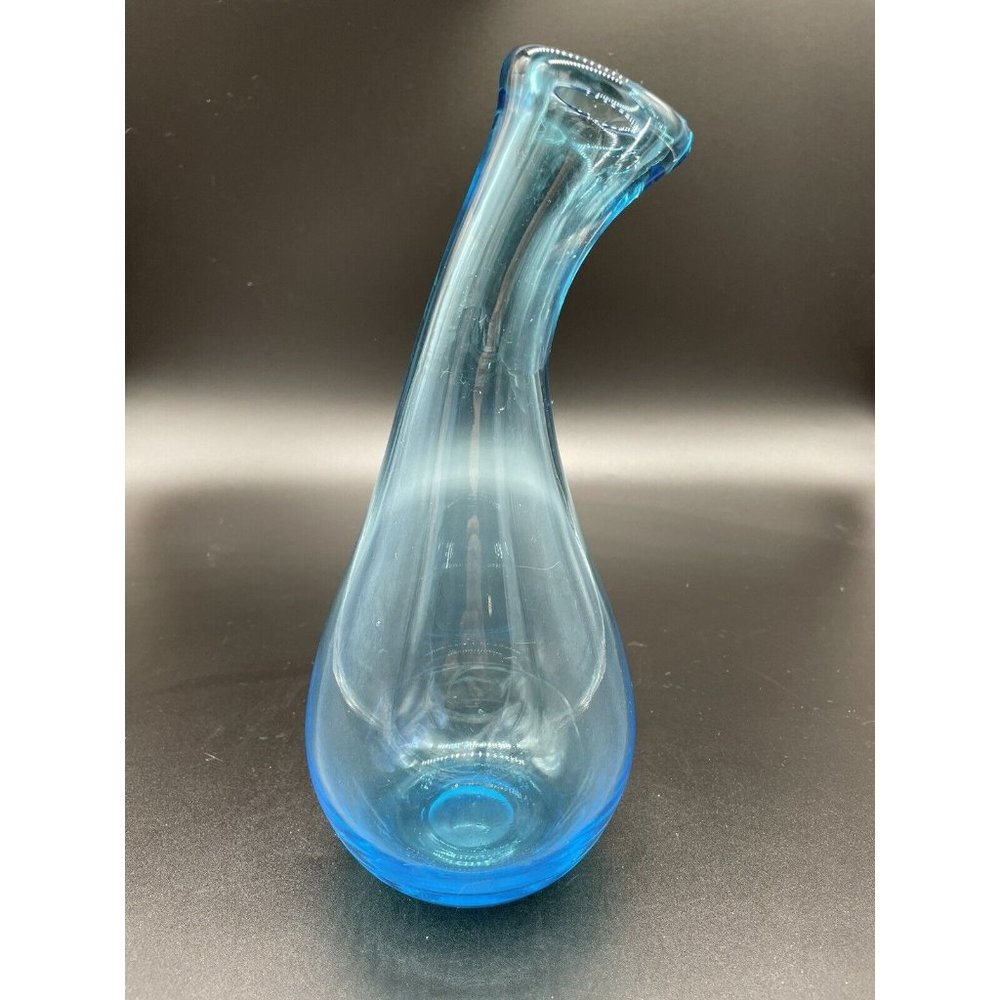 Aqua/Blue Bent Neck Decanter/Vase